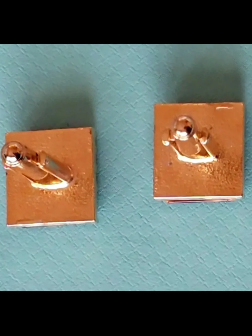 Vintage 1970s Men’s Tiger’s Eye Gold Tone Cufflinks Square Mid-Century